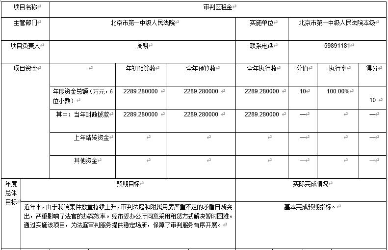 审判区租金