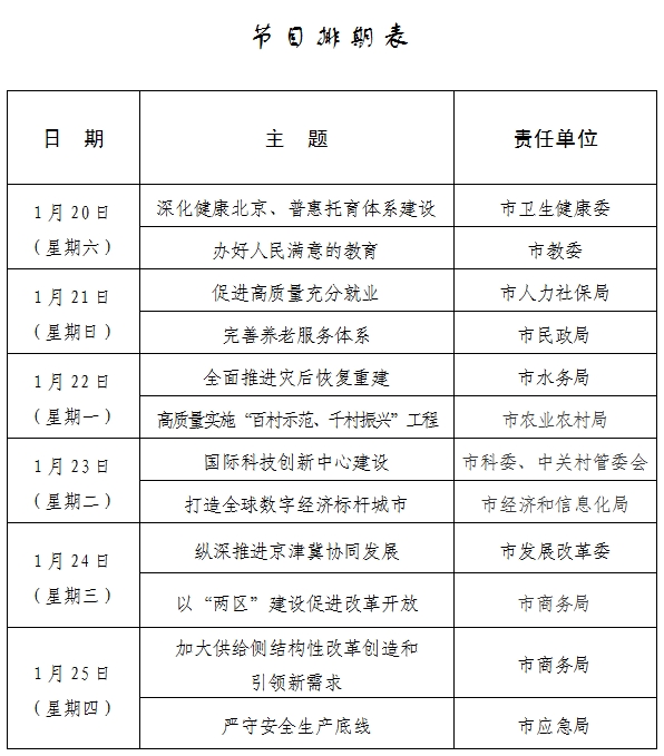 节目排期表