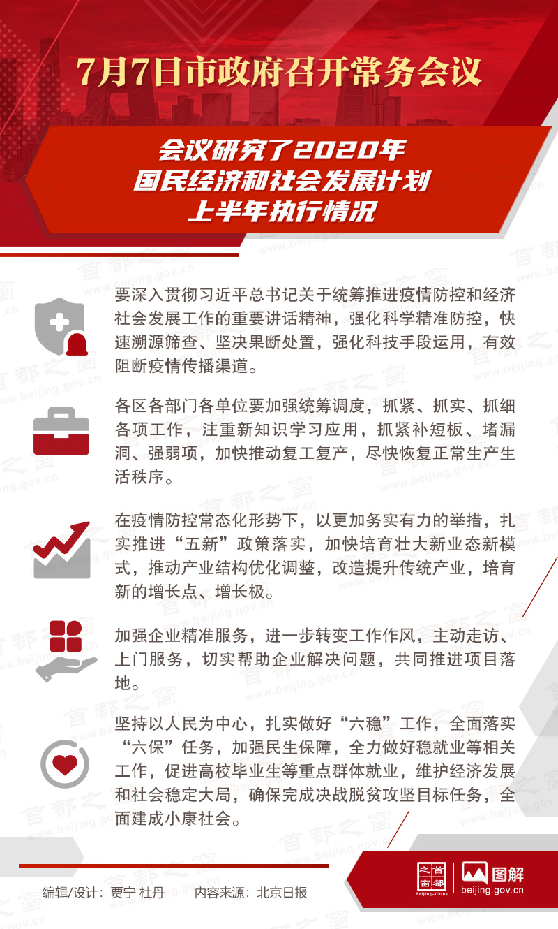 7月7日市政府召开常务会议研究2020年国民经济和社会发展计划上半年执行情况